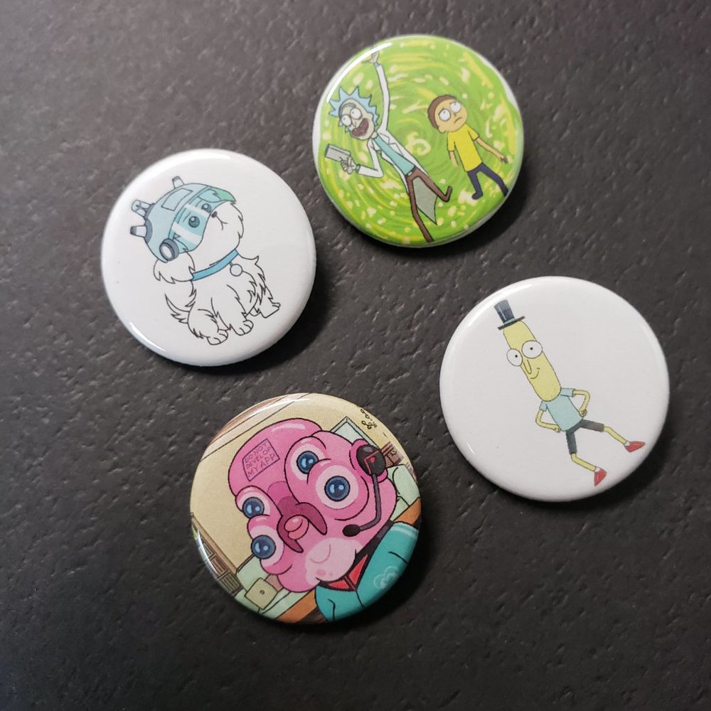 Rick and Morty Buttons - Snowball Glootie & more - Picture 1 of 6